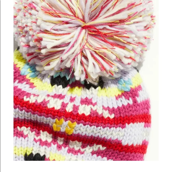 FREE PEOPLE Pixie Pom Beanie Cream Multicolor NWT - Picture 3 of 4